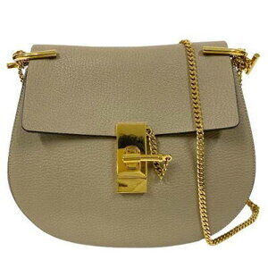CHLOE Drew Shoulder Bag Greige Gray Leather crossbody B